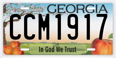 GA license plate CCM1917