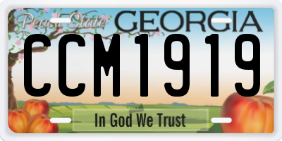 GA license plate CCM1919