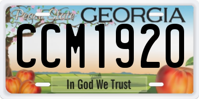 GA license plate CCM1920