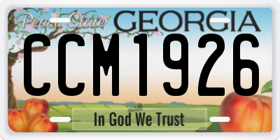 GA license plate CCM1926