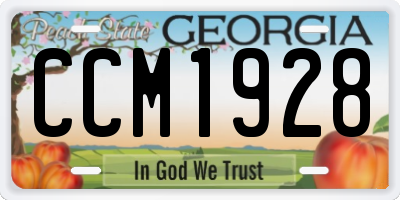 GA license plate CCM1928
