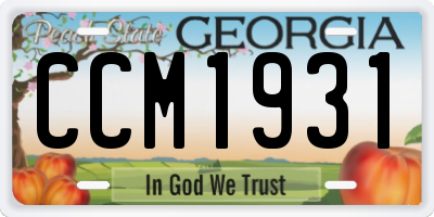 GA license plate CCM1931