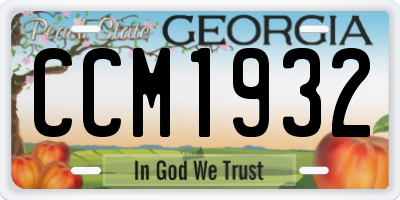GA license plate CCM1932