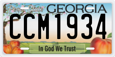 GA license plate CCM1934