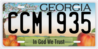 GA license plate CCM1935