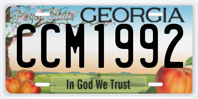 GA license plate CCM1992