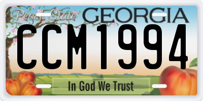 GA license plate CCM1994