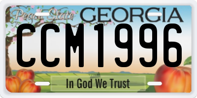 GA license plate CCM1996