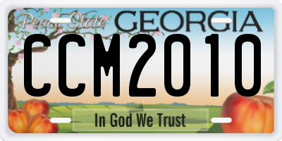 GA license plate CCM2010
