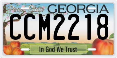 GA license plate CCM2218