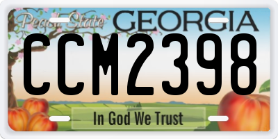 GA license plate CCM2398
