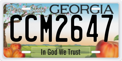 GA license plate CCM2647
