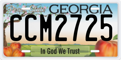 GA license plate CCM2725
