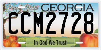 GA license plate CCM2728