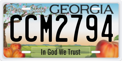 GA license plate CCM2794