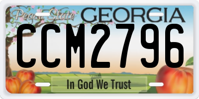 GA license plate CCM2796
