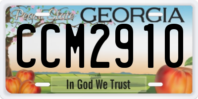 GA license plate CCM2910