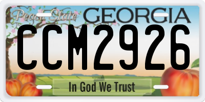 GA license plate CCM2926