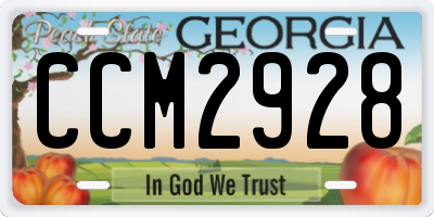 GA license plate CCM2928