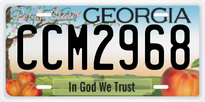 GA license plate CCM2968
