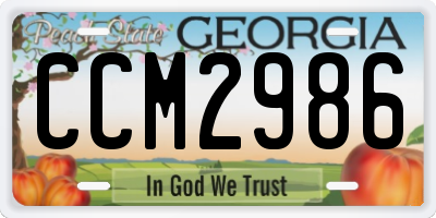 GA license plate CCM2986