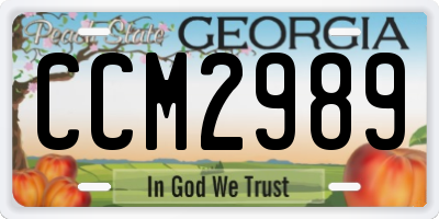 GA license plate CCM2989