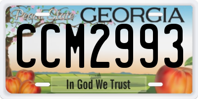 GA license plate CCM2993