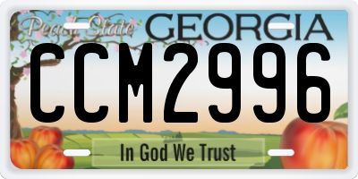 GA license plate CCM2996