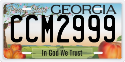 GA license plate CCM2999