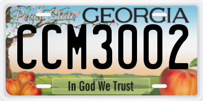 GA license plate CCM3002