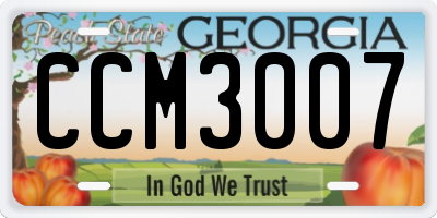 GA license plate CCM3007