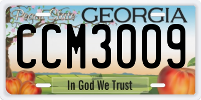 GA license plate CCM3009