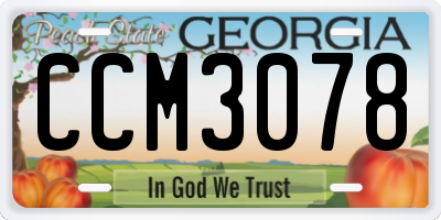 GA license plate CCM3078