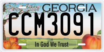 GA license plate CCM3091