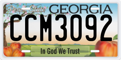 GA license plate CCM3092