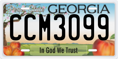 GA license plate CCM3099
