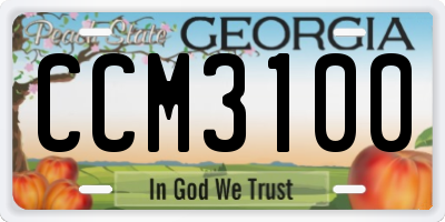 GA license plate CCM3100