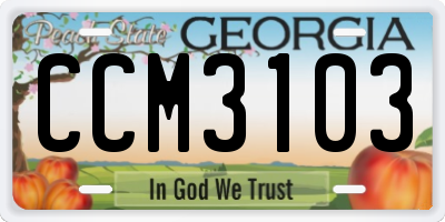GA license plate CCM3103
