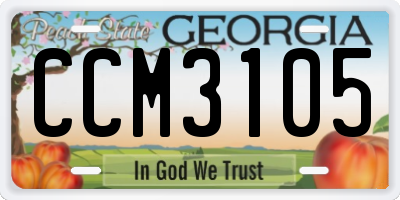 GA license plate CCM3105