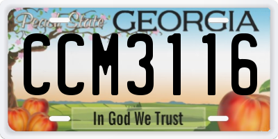 GA license plate CCM3116