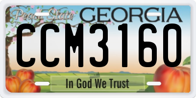 GA license plate CCM3160
