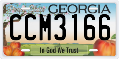 GA license plate CCM3166