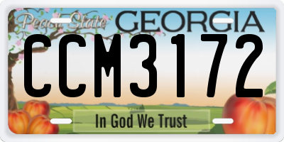 GA license plate CCM3172