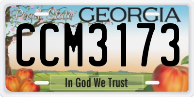GA license plate CCM3173