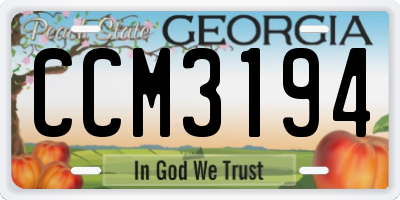 GA license plate CCM3194