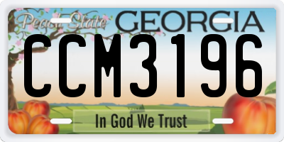 GA license plate CCM3196