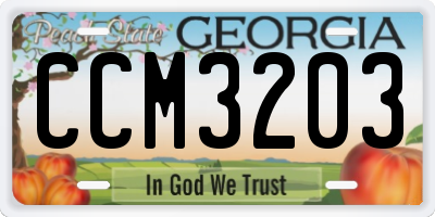 GA license plate CCM3203