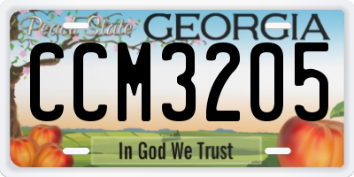 GA license plate CCM3205