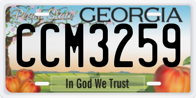 GA license plate CCM3259