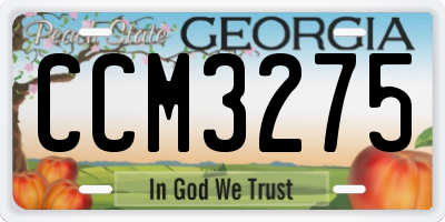 GA license plate CCM3275